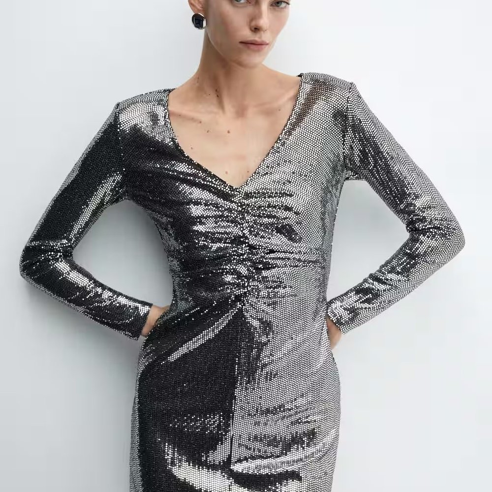 NWT Mango Pursed Sequined Dress - Size 4